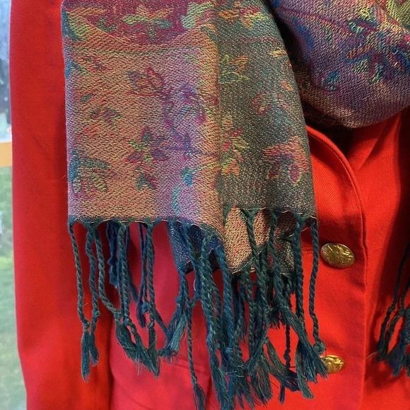 Pashmina Scarf Wrap 100% Pashmina Floral Paisley Print Tacles Women Sz W34”xL67” - Picture 5 of 5